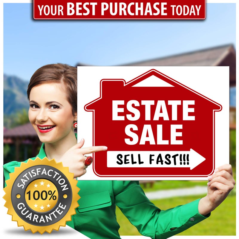 SignHero Estate Sale Signs (5 Pack) â€“ Premium LARGE 24â€ x 18â€ Double-Sided Estate Sale Signs with Heavy Duty Stakes â€“ Garage Sale Yard with Directional Arrows - Image 2
